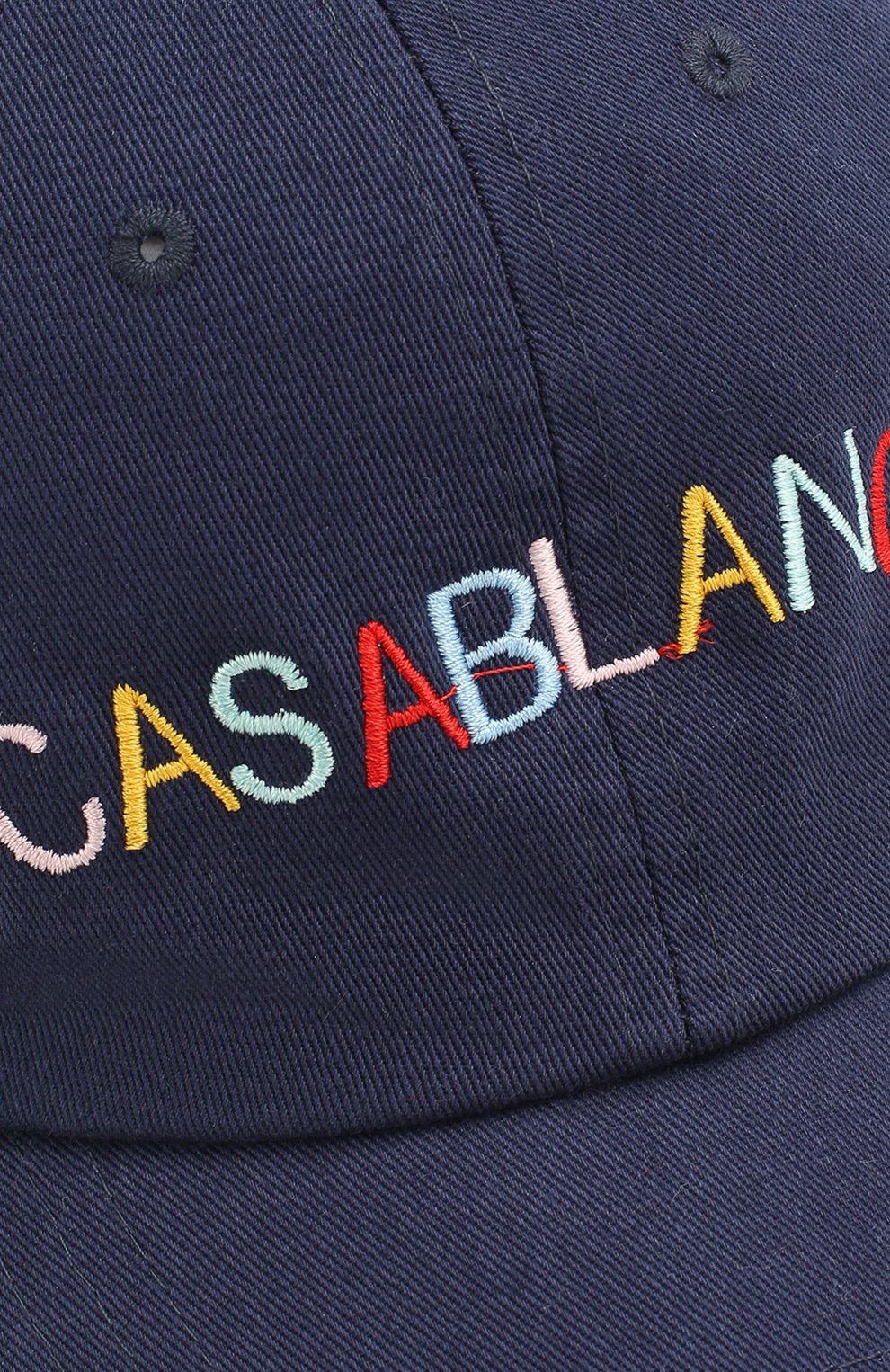 Мужской хлопковая бейсболка CASABLANCA темно-синего цвета по цене 7430 руб., арт. AC20-HAT-002 CASA 0CEAN RES0RT CAP | Фото 2 Мужской хлопковая бейсболка CASABLANCA темно-синего цвета, арт. AC20-HAT-002 CASA 0CEAN RES0RT CAP | Фото 2 (Материал: Текстиль, Хлопок)