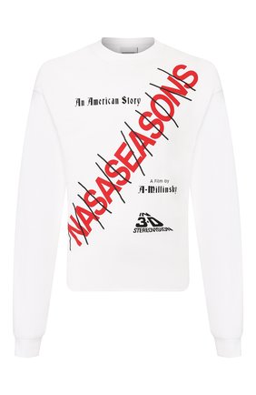 Мужская хлопковый лонгслив NASASEASONS белого цвета по цене 15100 руб., арт. T041W/AMERICAN ST0RY | Фото 1 Мужская хлопковый лонгслив NASASEASONS белого цвета, арт. T041W/AMERICAN ST0RY | Фото 1