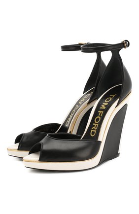 Женские кожаные босоножки TOM FORD черно-белого цвета по цене 92200 руб., арт. W2552T-LCL070 | Фото 1 Женские кожаные босоножки TOM FORD черно-белого цвета, арт. W2552T-LCL070 | Фото 1
