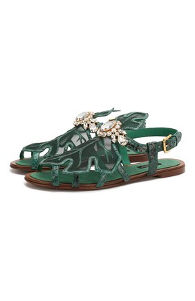Женские сандалии из кожи питона bianca DOLCE & GABBANA зеленого цвета по цене 79700 руб., арт. CQ0402/A2V46/PBIV | Фото 1 Женские сандалии из кожи питона bianca DOLCE & GABBANA зеленого цвета, арт. CQ0402/A2V46/PBIV | Фото 1