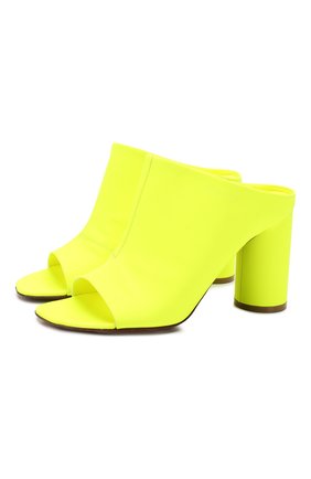 Женские кожаные сабо VETEMENTS желтого цвета по цене 62650 руб., арт. SS20HE003 2414/W | Фото 1 Женские кожаные сабо VETEMENTS желтого цвета, арт. SS20HE003 2414/W | Фото 1