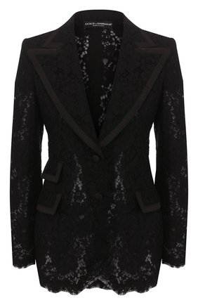 Женский жакет из смеси вискозы и хлопка DOLCE & GABBANA черного цвета по цене 242000 руб., арт. F29EPT/HLM0M | Фото 1 Женский жакет из смеси вискозы и хлопка DOLCE & GABBANA черного цвета, арт. F29EPT/HLM0M | Фото 1