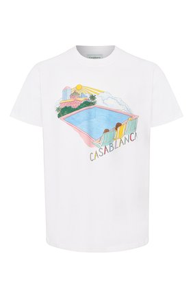 Мужская хлопковая футболка CASABLANCA белого цвета по цене 10650 руб., арт. MS20-TS-001 CASA P00L | Фото 1 Мужская хлопковая футболка CASABLANCA белого цвета, арт. MS20-TS-001 CASA P00L | Фото 1