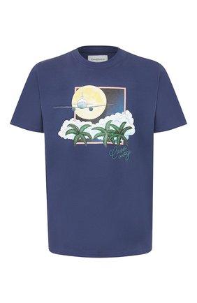 Мужская хлопковая футболка CASABLANCA темно-синего цвета, арт. MS20-TS-001 CASA AIRWAYS | Фото 1 (Рукава: Короткие; Длина (для топов): Стандартные; Стили: Гранж; Принт: С принтом; Материал внешний: Хлопок)