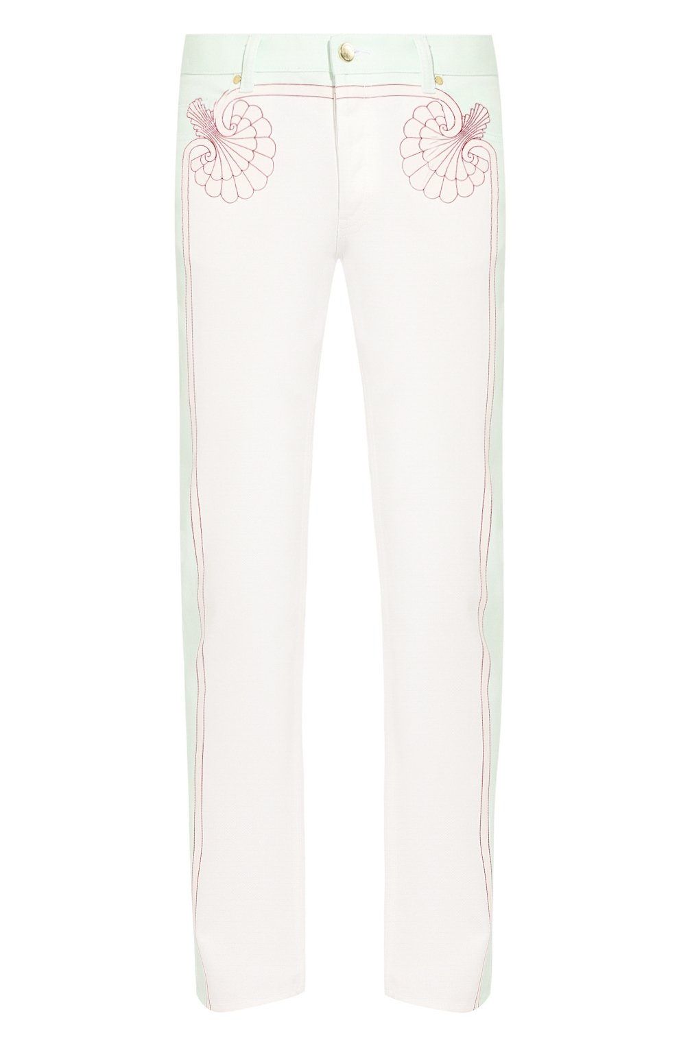 Мужские джинсы CASABLANCA белого цвета, арт. MS20-TR-002 LES C0QUILLAGES JEANS | Фото 1 (Силуэт М (брюки): Прямые; Кросс-КТ: Деним; Длина (брюки, джинсы): Стандартные; Материал внешний: Хлопок, Деним)