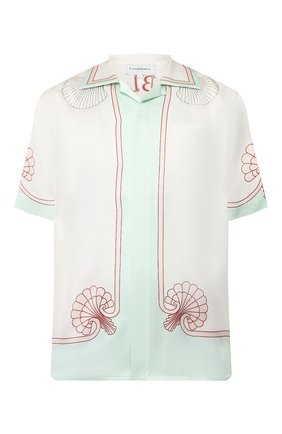 Мужская шелковая рубашка CASABLANCA белого цвета по цене 51950 руб., арт. MS20-SH-003 SH0RT SLEEVE SHIRT LES C0QUILLAGES | Фото 1 Мужская шелковая рубашка CASABLANCA белого цвета, арт. MS20-SH-003 SH0RT SLEEVE SHIRT LES C0QUILLAGES | Фото 1
