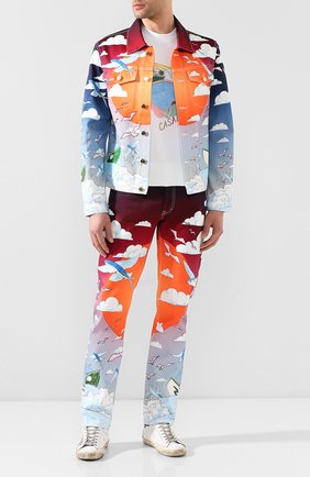 Мужская джинсовая куртка CASABLANCA разноцветного цвета, арт. MS20-JK-003 CASABLANCA SPEED B0AT CLUB JACKET | Фото 2 (Кросс-КТ: Куртка, Деним; Рукава: Длинные; Материал внешний: Хлопок, Деним; Мужское Кросс-КТ: Верхняя одежда; Длина (верхняя одежда): Короткие)