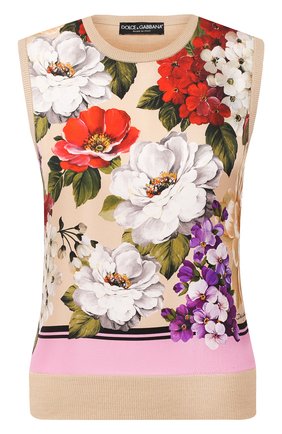 Женский шелковый топ DOLCE & GABBANA бежевого цвета по цене 76050 руб., арт. FX620T/JASKK | Фото 1 Женский шелковый топ DOLCE & GABBANA бежевого цвета, арт. FX620T/JASKK | Фото 1
