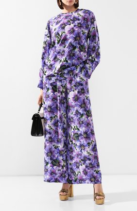 Женская шелковая блузка DOLCE & GABBANA фиолетового цвета по цене 65550 руб., арт. F71Q8T/IS1A1 | Фото 2 Женская шелковая блузка DOLCE & GABBANA фиолетового цвета, арт. F71Q8T/IS1A1 | Фото 2