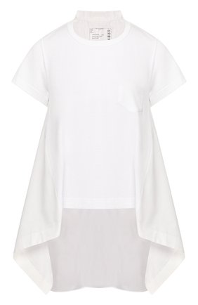 Женская хлопковая футболка SACAI белого цвета по цене 27800 руб., арт. 20-04889 | Фото 1 Женская хлопковая футболка SACAI белого цвета, арт. 20-04889 | Фото 1