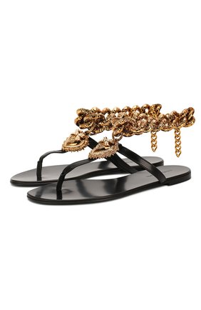 Женские кожаные сандалии infradito DOLCE & GABBANA черного цвета по цене 79700 руб., арт. CQ0332/AX059 | Фото 1 Женские кожаные сандалии infradito DOLCE & GABBANA черного цвета, арт. CQ0332/AX059 | Фото 1