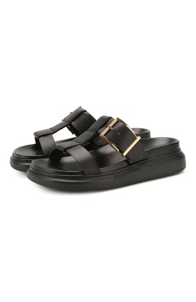 Женские кожаные шлепанцы ALEXANDER MCQUEEN черного цвета по цене 48650 руб., арт. 621830/WHXZB | Фото 1 Женские кожаные шлепанцы ALEXANDER MCQUEEN черного цвета, арт. 621830/WHXZB | Фото 1