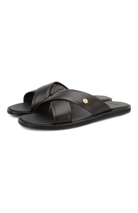 Мужские кожаные шлепанцы VERSACE черного цвета по цене 35950 руб., арт. DSU7871/D4VFC | Фото 1 Мужские кожаные шлепанцы VERSACE черного цвета, арт. DSU7871/D4VFC | Фото 1