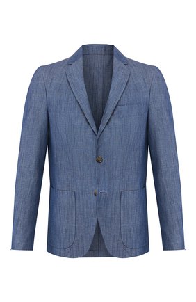 Мужской пиджак из смеси хлопка и льна LORO PIANA синего цвета по цене 206000 руб., арт. FAL0961 | Фото 1 Мужской пиджак из смеси хлопка и льна LORO PIANA синего цвета, арт. FAL0961 | Фото 1 (Длина (для топов): Стандартные; Материал внешний: Хлопок, Лен; Пиджаки М: Приталенный; Случай: Повседневный; Материал подклада: Купро; 1-2-бортные: Однобортные; Рукава: Длинные; Стили: Кэжуэл; Региональные ограничения белый список (Axapta Mercury): RU)