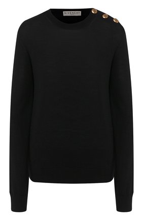 Женская пуловер из смеси шерсти и шелка GIVENCHY черного цвета по цене 76950 руб., арт. BW909R4Z5V | Фото 1 Женская пуловер из смеси шерсти и шелка GIVENCHY черного цвета, арт. BW909R4Z5V | Фото 1