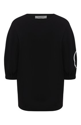 Женская хлопковая футболка VALENTINO черно-белого цвета по цене 43400 руб., арт. TB0MG05T5F8 | Фото 1 Женская хлопковая футболка VALENTINO черно-белого цвета, арт. TB0MG05T5F8 | Фото 1