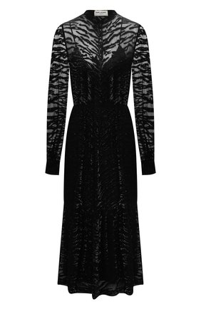Женское шелковое платье SAINT LAURENT черного цвета по цене 622000 руб., арт. 615093/Y115W | Фото 1 Женское шелковое платье SAINT LAURENT черного цвета, арт. 615093/Y115W | Фото 1 (Длина Ж (юбки, платья, шорты): Миди; Рукава: Длинные; Материал внешний: Шелк; Материал подклада: Шелк)