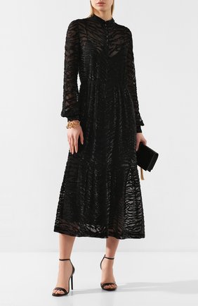 Женское шелковое платье SAINT LAURENT черного цвета по цене 622000 руб., арт. 615093/Y115W | Фото 2 Женское шелковое платье SAINT LAURENT черного цвета, арт. 615093/Y115W | Фото 2 (Длина Ж (юбки, платья, шорты): Миди; Рукава: Длинные; Материал внешний: Шелк; Материал подклада: Шелк)