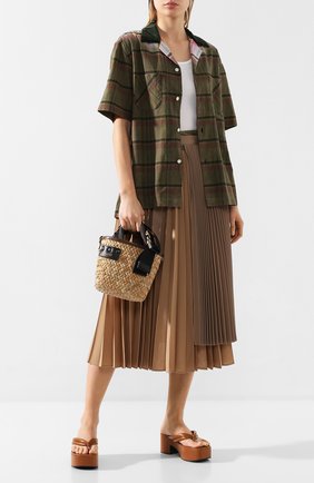 Женская хлопковая рубашка SACAI хаки цвета по цене 42650 руб., арт. 20-02279M | Фото 2 Женская хлопковая рубашка SACAI хаки цвета, арт. 20-02279M | Фото 2