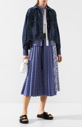 Женская хлопковая юбка SACAI голубого цвета по цене 55650 руб., арт. 20-04887 | Фото 2 Женская хлопковая юбка SACAI голубого цвета, арт. 20-04887 | Фото 2
