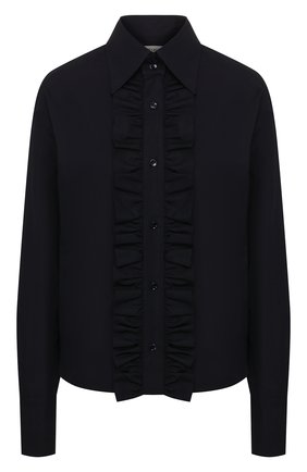 Женская хлопковая рубашка SAINT LAURENT темно-синего цвета по цене 59950 руб., арт. 614790/Y217W | Фото 1 Женская хлопковая рубашка SAINT LAURENT темно-синего цвета, арт. 614790/Y217W | Фото 1