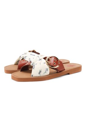 Женские комбинированные шлепанцы woody CHLOÉ белого цвета по цене 31450 руб., арт. CHC19A221D7 | Фото 1 Женские комбинированные шлепанцы woody CHLOÉ белого цвета, арт. CHC19A221D7 | Фото 1