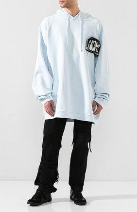 Мужской хлопковое худи RAF SIMONS голубого цвета по цене 95600 руб., арт. 201-175-19003 | Фото 2 Мужской хлопковое худи RAF SIMONS голубого цвета, арт. 201-175-19003 | Фото 2