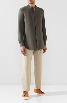 Мужская льняная рубашка CORNELIANI хаки цвета по цене 14800 руб., арт. 85PS59-0120283/00 | Фото 2 Мужская льняная рубашка CORNELIANI хаки цвета, арт. 85PS59-0120283/00 | Фото 2