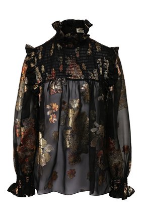 Женская шелковая блузка SAINT LAURENT черного цвета по цене 193000 руб., арт. 618935/Y7A11 | Фото 1 Женская шелковая блузка SAINT LAURENT черного цвета, арт. 618935/Y7A11 | Фото 1