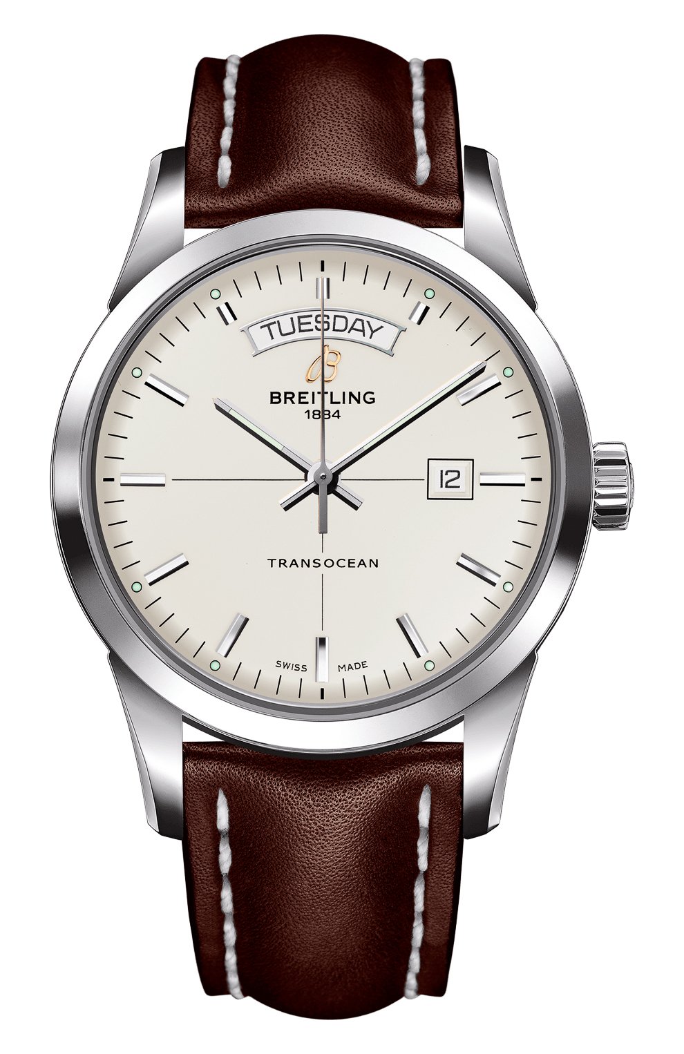 Мужские часы day & date white BREITLING бесцветного цвета, арт. A4531012/G751/437X | Фото 1 (Механизм: Автомат; Материал корпуса: Сталь; Цвет циферблата: Белый)