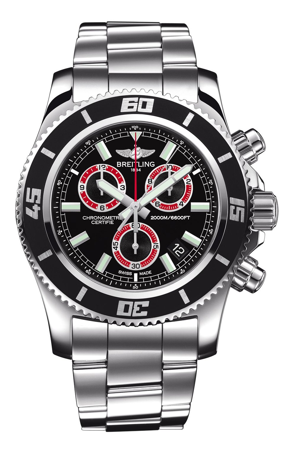 Мужские часы chronograph м2000 BREITLING черного цвета, арт. A73310A8/BB72/160A | Фото 1