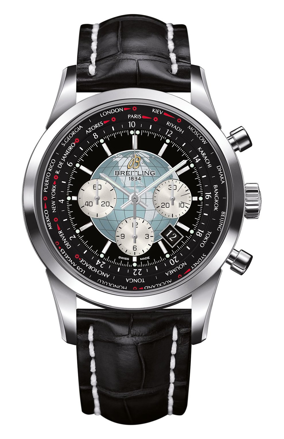 Мужские часы chronograph unitime BREITLING черного цвета, арт. AB0510U4/BB62/760P | Фото 1