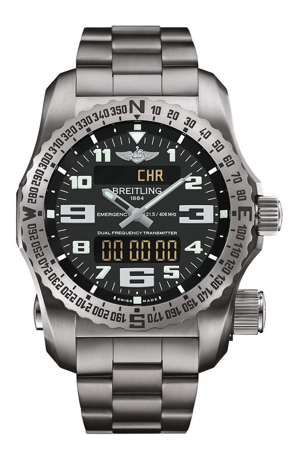 Мужские часы emergency ii BREITLING черного цвета, арт. E76325XA/BC02/159E | Фото 1
