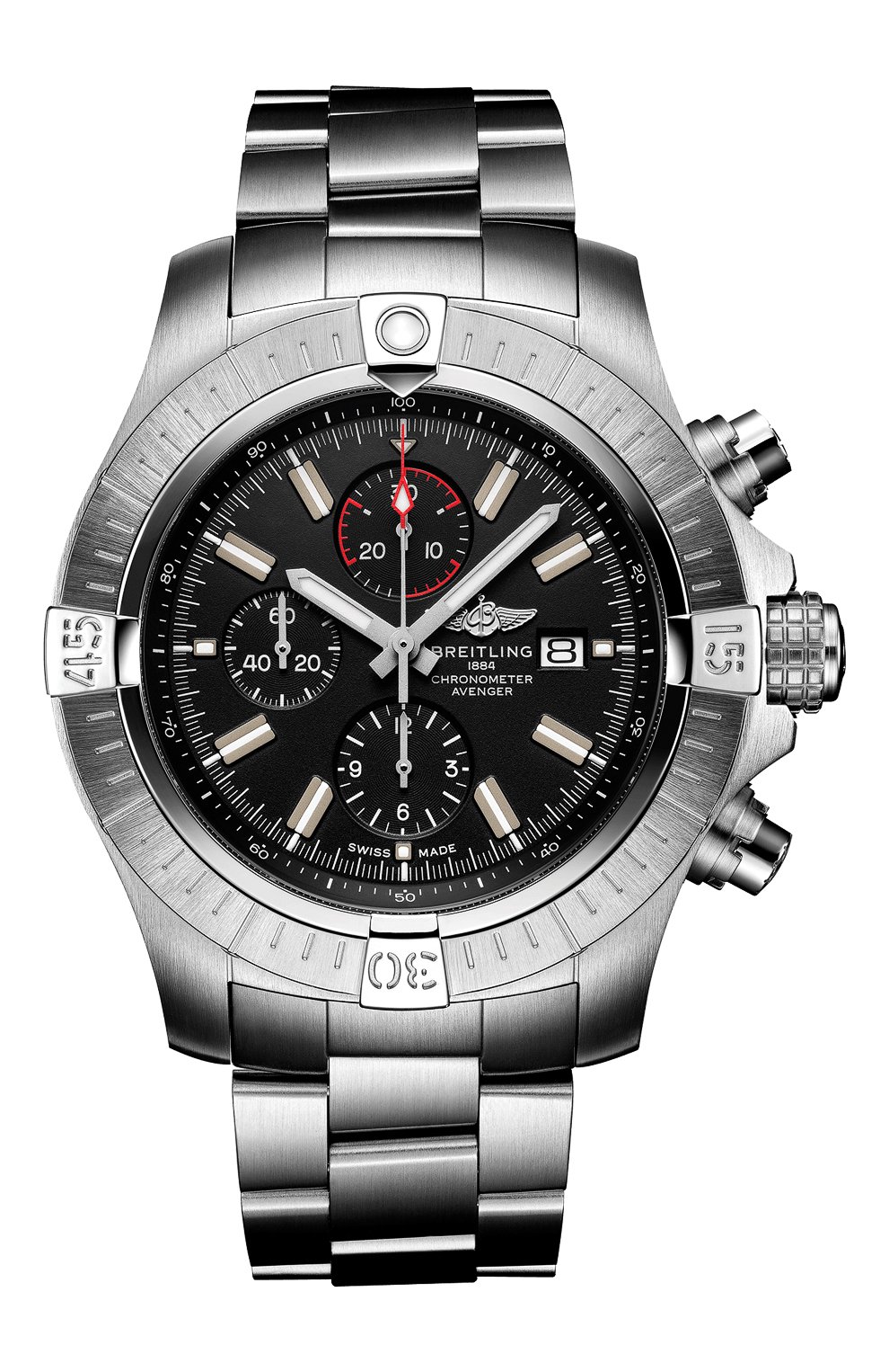 Мужские часы super avenger chronograph 48 BREITLING черного цвета, арт. A13375101B1A1 | Фото 1