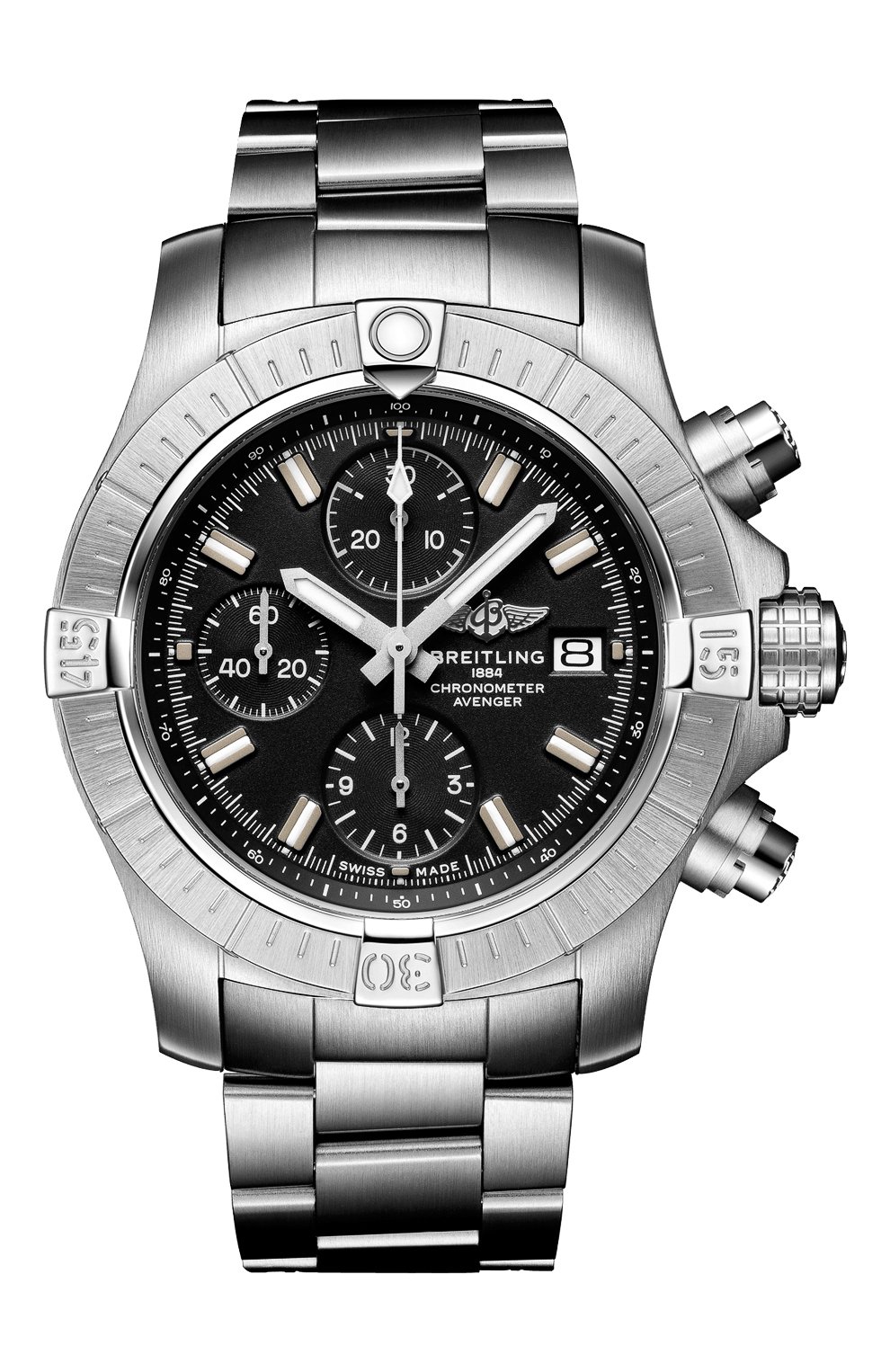 Мужские часы avenger chronograph 43 BREITLING черного цвета, арт. A13385101B1A1 | Фото 1