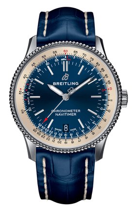 Женские часы navitimer 1 automatic 38 BREITLING бесцветного цвета, арт. A17325211C1P1 | Фото 1 (Материал корпуса: Сталь; Механизм: Автомат; Цвет циферблата: Синий)