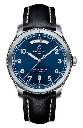 Мужские часы aviator 8 automatic day & date 41 BREITLING бесцветного цвета по цене 469700 руб., арт. A45330101C1X1 | Фото 1 Мужские часы aviator 8 automatic day & date 41 BREITLING бесцветного цвета, арт. A45330101C1X1 | Фото 1 (Механизм: Автомат; Материал корпуса: Сталь; Цвет циферблата: Синий)