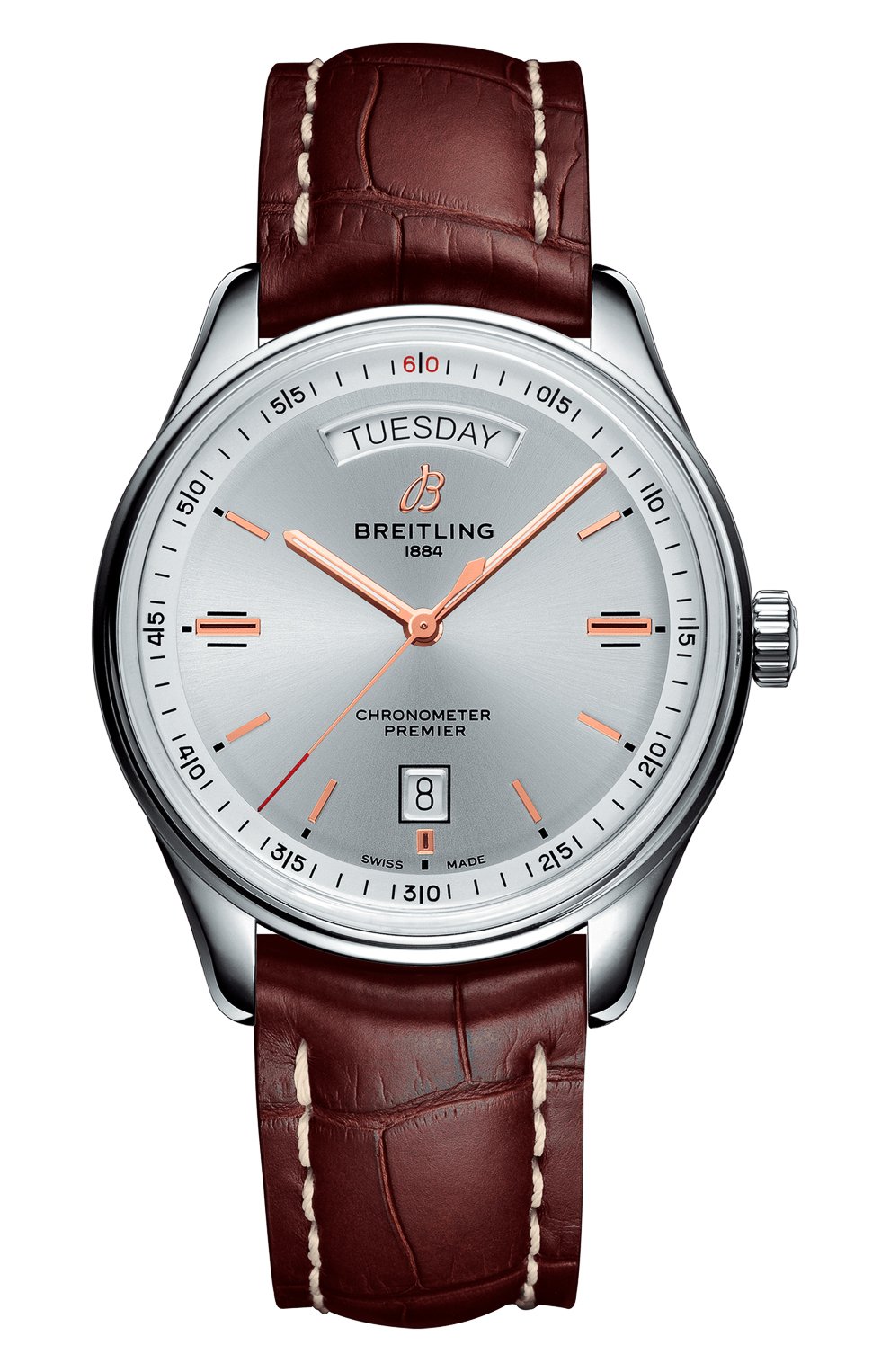 Мужские часы premier automatic day and date 40 BREITLING серебряного цвета, арт. A45340211G1P1 | Фото 1