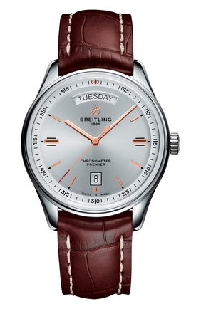 Мужские часы premier automatic day and date 40 BREITLING серебряного цвета по цене 352000 руб., арт. A45340211G1P1 | Фото 1 Мужские часы premier automatic day and date 40 BREITLING серебряного цвета, арт. A45340211G1P1 | Фото 1
