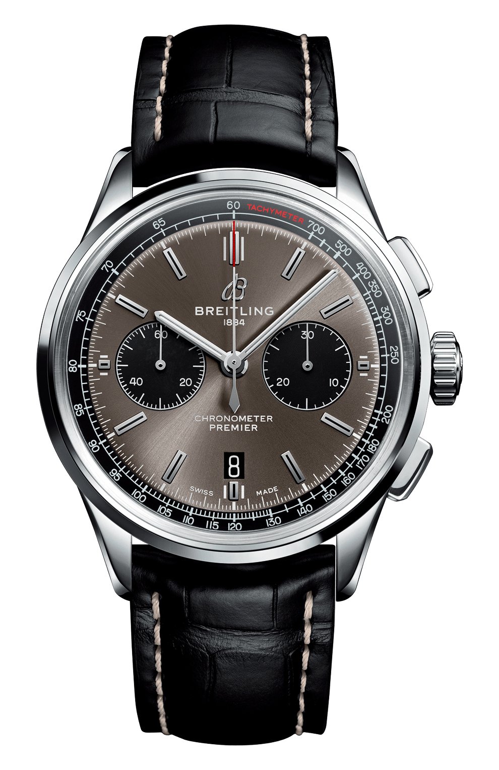 Мужские часы premier b01 chronograph 42 BREITLING темно-серого цвета, арт. AB0118221B1P1 | Фото 1