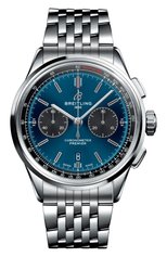 Мужские часы premier b01 chronograph 42 BREITLING бесцветного цвета, арт. AB0118A61C1A1 | Фото 1 (Механизм: Автомат; Материал корпуса: Сталь; Цвет циферблата: Синий)