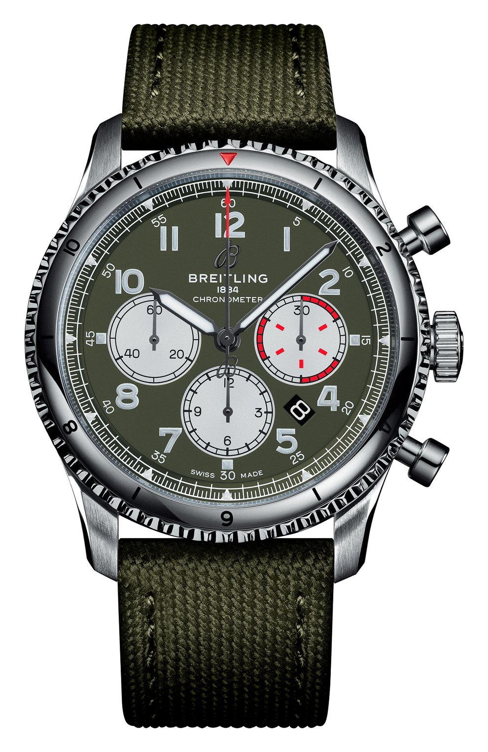 Мужские часы aviator 8 b01 chronograph 43 curtiss warhawk BREITLING зеленого цвета, арт. AB01192A1L1X2 | Фото 1
