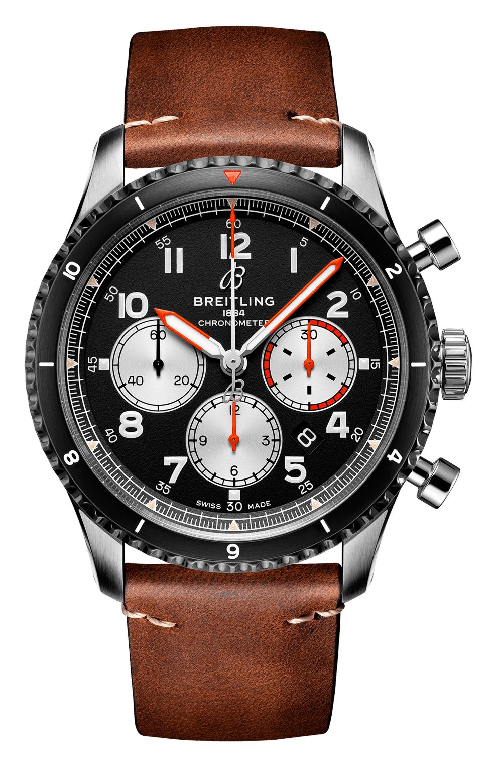 Мужские часы aviator 8 b01 chronograph 43 mosquito BREITLING черного цвета, арт. AB01194A1B1X1 | Фото 1