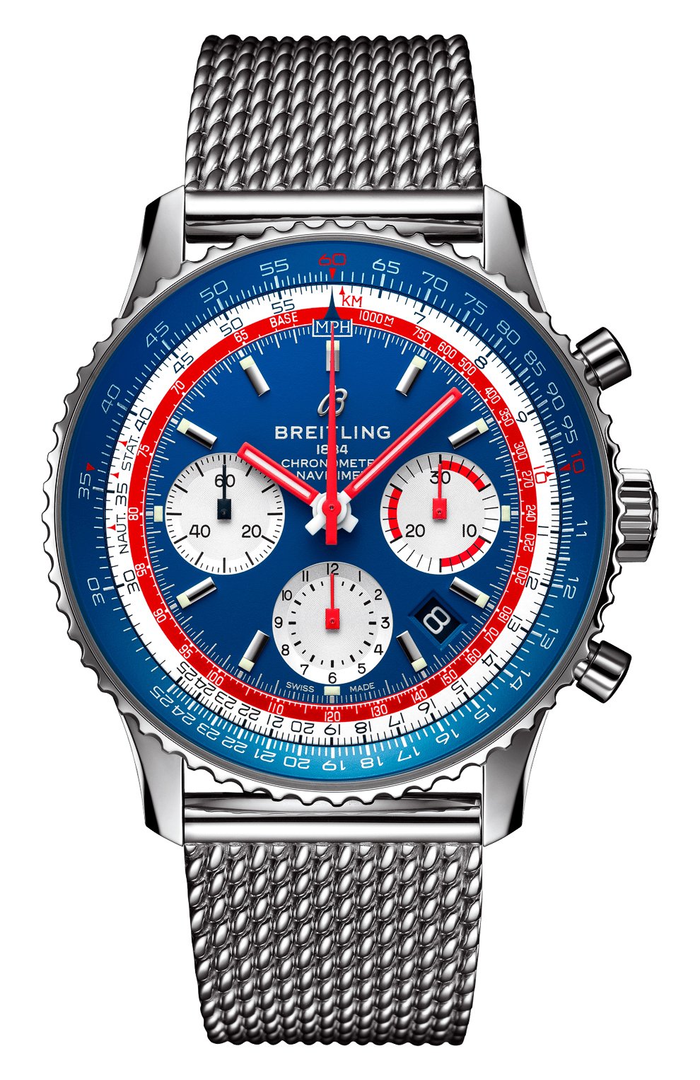 Мужские часы navitimer 1 b01 chronograph 43 BREITLING синего цвета, арт. AB01212B1C1A1 | Фото 1