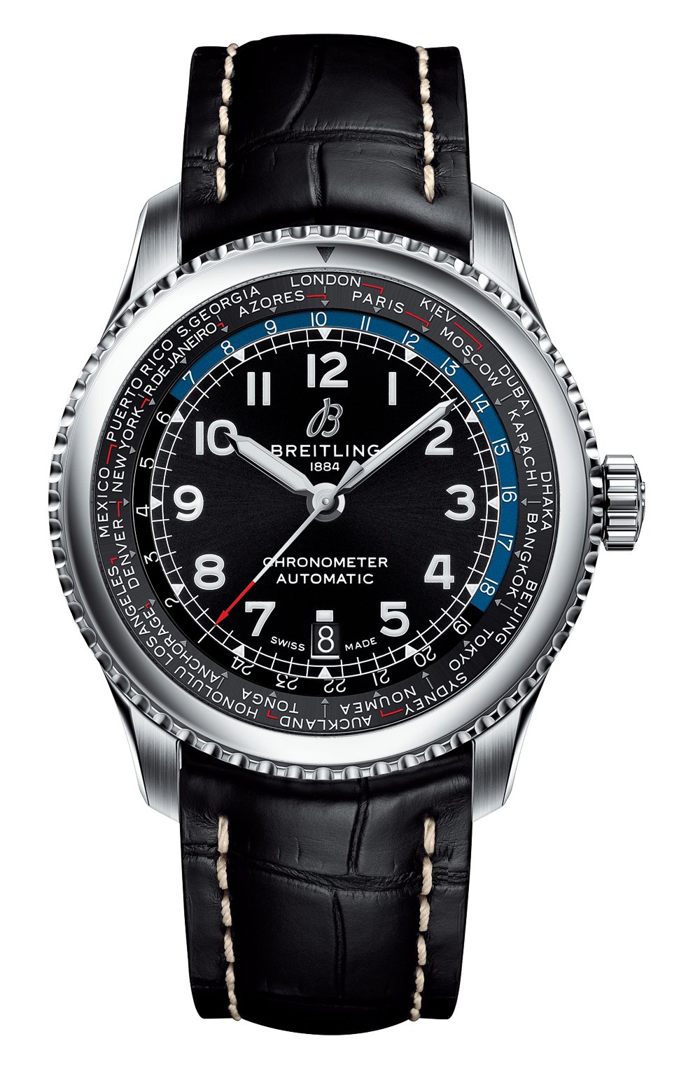 Мужские часы aviator 8 b35 automatic unitime BREITLING бесцветного цвета, арт. AB3521U41B1P1 | Фото 1 (Механизм: Автомат; Материал корпуса: Сталь; Цвет циферблата: Чёрный)