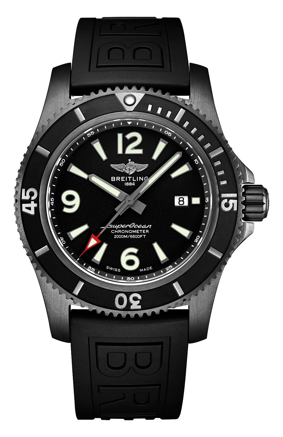 Мужские часы superocean automatic 46 blacksteel BREITLING черного цвета, арт. M17368B71B1S1 | Фото 1