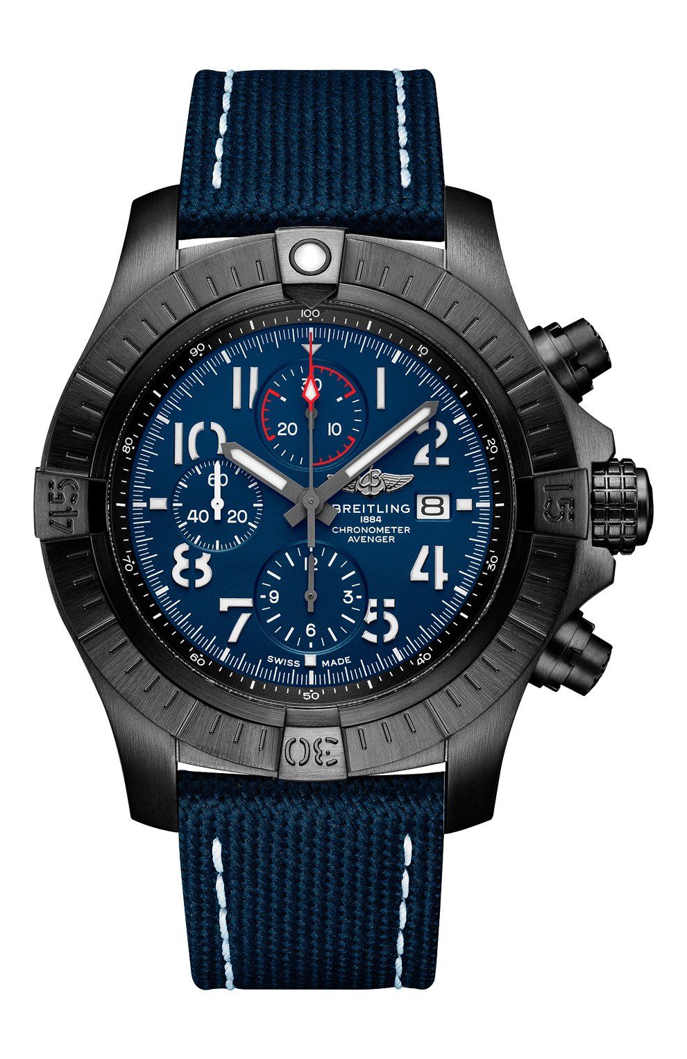 Мужские часы super avenger chronograph 48 night mission BREITLING синего цвета, арт. V13375101C1X1 | Фото 1
