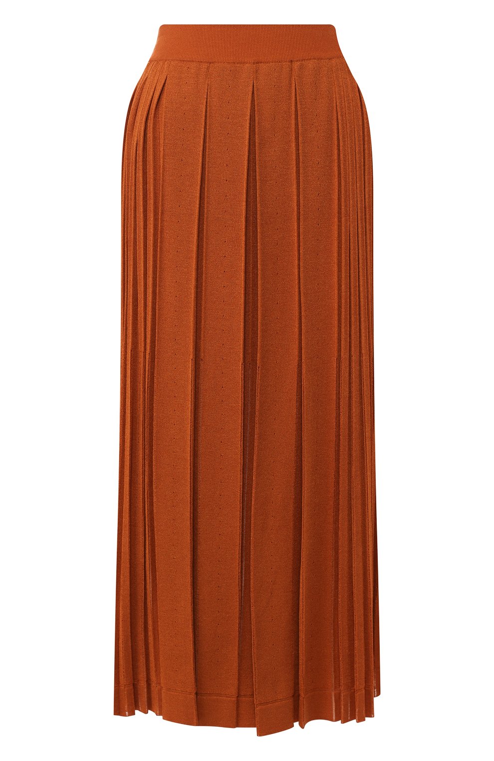 Женская шелковая юбка LORO PIANA оранжевого цвета, арт. FAL0587 | Фото 1 (Материал внешний: Шелк; Региональные ограничения белый список (Axapta Mercury): RU; Женское Кросс-КТ: Юбка-одежда; Длина Ж (юбки, платья, шорты): Миди)