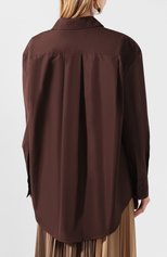 Женская хлопковая рубашка MARNI коричневого цвета, арт. CAMA0312A0/TCY65 | Фото 4 (Рукава: Длинные; Принт: Без принта; Женское Кросс-КТ: Рубашка-одежда; Длина (для топов): Удлиненные; Материал вне�шний: Хлопок)