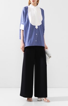 Женская хлопковая рубашка SACAI синего цвета по цене 48100 руб., арт. 20-04821 | Фото 2 Женская хлопковая рубашка SACAI синего цвета, арт. 20-04821 | Фото 2